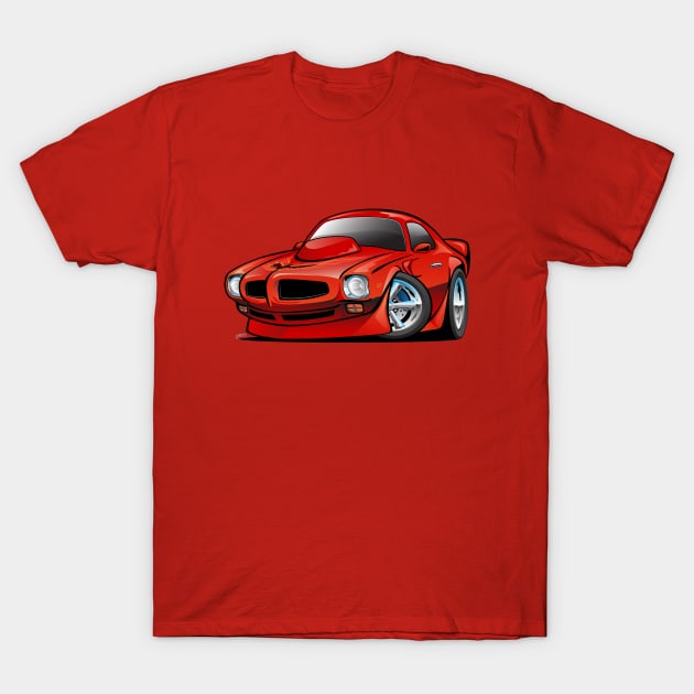 Classic Seventies American Muscle Car Cartoon T-Shirt by hobrath